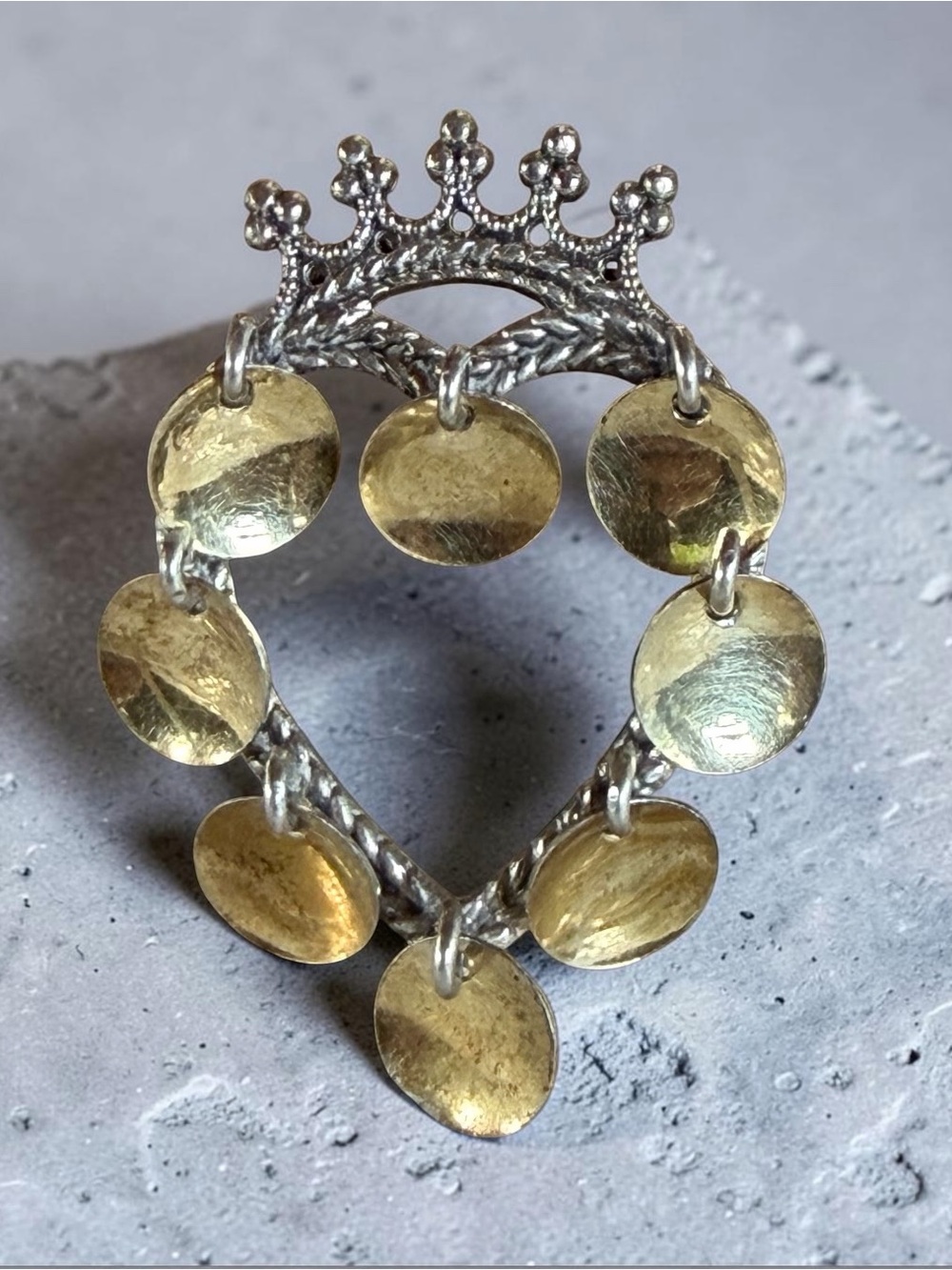 Vintage Norwegian Solje Silver Heart and Crown Brooch